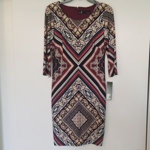 Leslie Fay Dress - Merlot boho print  Size 4